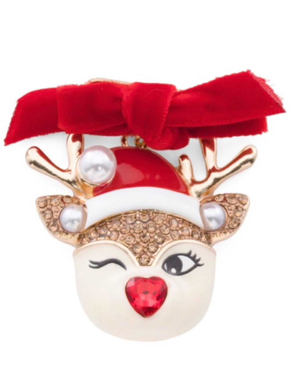 Betsey Johnson Large Reindeer Bow Pin Brooch (NWT)